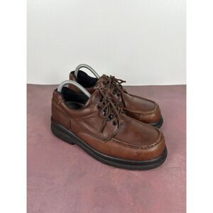 Red Wing Shoes Mens Sz 7.5 Brown Oxford Work Moc Toe Safety Steel Oil Resistant